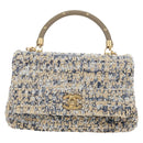 CHANEL Top Handle Chain Shoulder Bag Tweed 2way Multicolor Gold CC Auth 189761SM-2