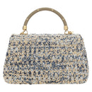 CHANEL Top Handle Chain Shoulder Bag Tweed 2way Multicolor Gold CC Auth 189761SM-3