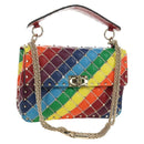 VALENTINO Rock Studs Chain Bag Leather 2way Multicolor Gold Auth 189762M-1