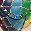 VALENTINO Rock Studs Chain Bag Leather 2way Multicolor Gold Auth 189762M-9