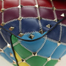 VALENTINO Rock Studs Chain Bag Leather 2way Multicolor Gold Auth 189762M-15