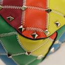 VALENTINO Rock Studs Chain Bag Leather 2way Multicolor Gold Auth 189762M-16