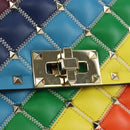 VALENTINO Rock Studs Chain Bag Leather 2way Multicolor Gold Auth 189762M-18