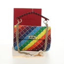 VALENTINO Rock Studs Chain Bag Leather 2way Multicolor Gold Auth 189762M-12