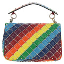 VALENTINO Rock Studs Chain Bag Leather 2way Multicolor Gold Auth 189762M-2