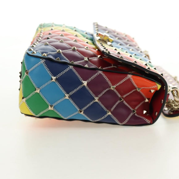 VALENTINO Rock Studs Chain Bag Leather 2way Multicolor Gold Auth 189762M