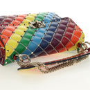 VALENTINO Rock Studs Chain Bag Leather 2way Multicolor Gold Auth 189762M-6