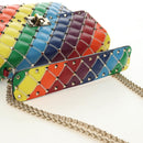 VALENTINO Rock Studs Chain Bag Leather 2way Multicolor Gold Auth 189762M-7