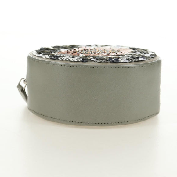 CHANEL Matelasse Chain Shoulder Bag Sequin Leather Gray Silver CC Auth 189763SM