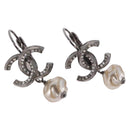 CHANEL COCO Mark Pierce Earring metal Silver CC Auth 189767A-1