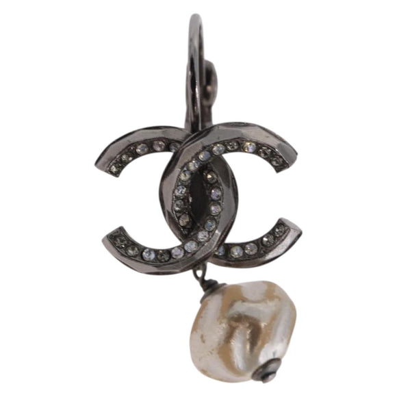 CHANEL COCO Mark Pierce Earring metal Silver CC Auth 189767A