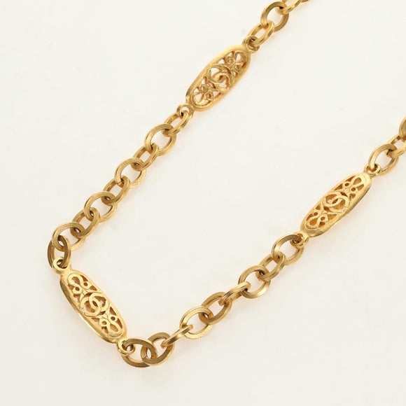 CHANEL Necklace metal Gold Tone CC Auth 189769SM