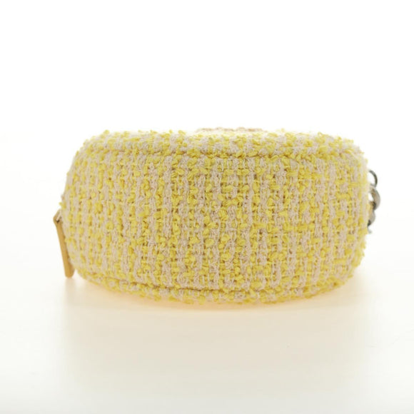 CHANEL Chain Shoulder Bag Tweed 2way Yellow Gold Silver CC Auth 189770M