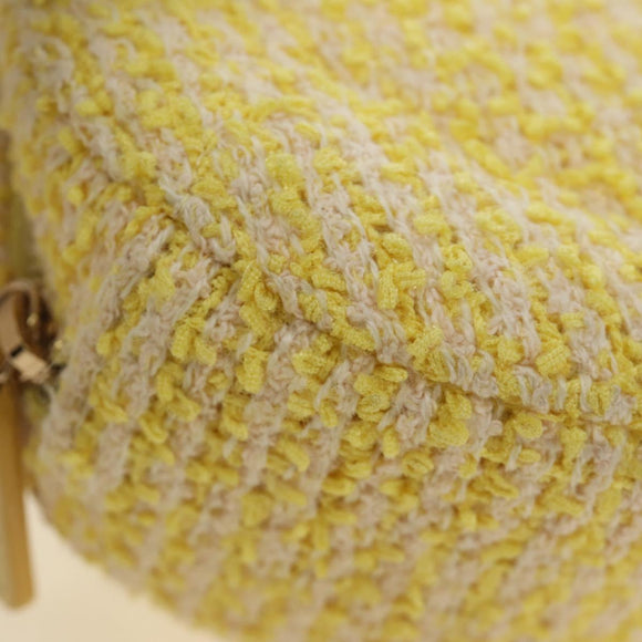 CHANEL Chain Shoulder Bag Tweed 2way Yellow Gold Silver CC Auth 189770M