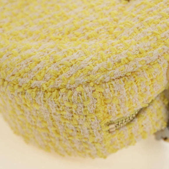 CHANEL Chain Shoulder Bag Tweed 2way Yellow Gold Silver CC Auth 189770M