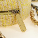 CHANEL Chain Shoulder Bag Tweed 2way Yellow Gold Silver CC Auth 189770M-20