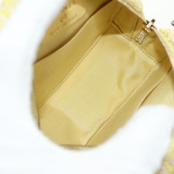 CHANEL Chain Shoulder Bag Tweed 2way Yellow Gold Silver CC Auth 189770M