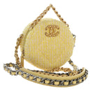 CHANEL Chain Shoulder Bag Tweed 2way Yellow Gold Silver CC Auth 189770M-1