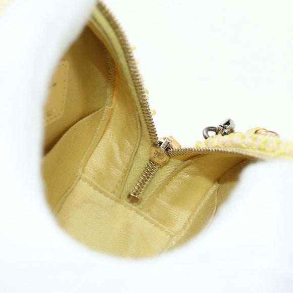 CHANEL Chain Shoulder Bag Tweed 2way Yellow Gold Silver CC Auth 189770M