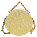 CHANEL Chain Shoulder Bag Tweed 2way Yellow Gold Silver CC Auth 189770M-2