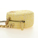 CHANEL Chain Shoulder Bag Tweed 2way Yellow Gold Silver CC Auth 189770M-3