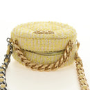CHANEL Chain Shoulder Bag Tweed 2way Yellow Gold Silver CC Auth 189770M-6