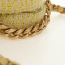 CHANEL Chain Shoulder Bag Tweed 2way Yellow Gold Silver CC Auth 189770M-7