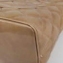 CHANEL Matelasse Reprint Tote Bag Patent leather Beige CC Auth 189771M-8
