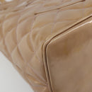 CHANEL Matelasse Reprint Tote Bag Patent leather Beige CC Auth 189771M-15