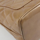 CHANEL Matelasse Reprint Tote Bag Patent leather Beige CC Auth 189771M-17