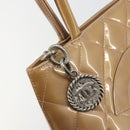 CHANEL Matelasse Reprint Tote Bag Patent leather Beige CC Auth 189771M-18
