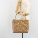 CHANEL Matelasse Reprint Tote Bag Patent leather Beige CC Auth 189771M-25