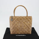 CHANEL Matelasse Reprint Tote Bag Patent leather Beige CC Auth 189771M-12