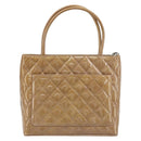 CHANEL Matelasse Reprint Tote Bag Patent leather Beige CC Auth 189771M-2