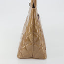 CHANEL Matelasse Reprint Tote Bag Patent leather Beige CC Auth 189771M-3
