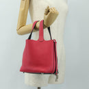 HERMES Picotan Lock PM Bag Taurillon ClemenceLeather Pink Silver Auth 189772SM-21