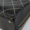 CHANEL Wild Stitch Hand Bag Leather Black Gold CC Auth 189773-9