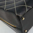 CHANEL Wild Stitch Hand Bag Leather Black Gold CC Auth 189773-14