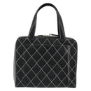 CHANEL Wild Stitch Hand Bag Leather Black Gold CC Auth 189773-2