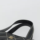 CHANEL Wild Stitch Hand Bag Leather Black Gold CC Auth 189773-8