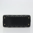 CHANEL Wild Stitch Hand Bag Leather Black Gold CC Auth 189773-5