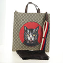 GUCCI GG Supreme Sherry Line Tote Bag PVC 2way Beige Gold 450950 Auth 189774M-27