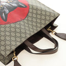 GUCCI GG Supreme Sherry Line Tote Bag PVC 2way Beige Gold 450950 Auth 189774M-6