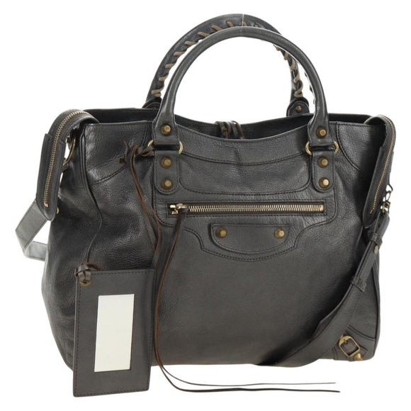 BALENCIAGA Classic Vero Hand Bag Leather Gray 235216 Auth 189775SM