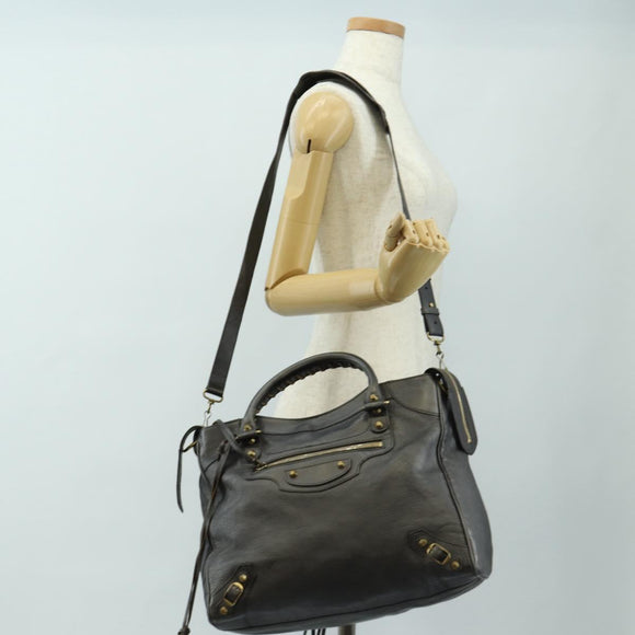 BALENCIAGA Classic Vero Hand Bag Leather Gray 235216 Auth 189775SM