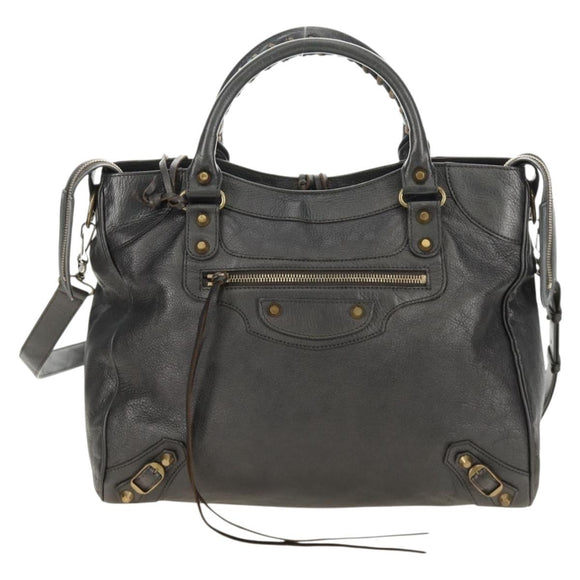 BALENCIAGA Classic Vero Hand Bag Leather Gray 235216 Auth 189775SM