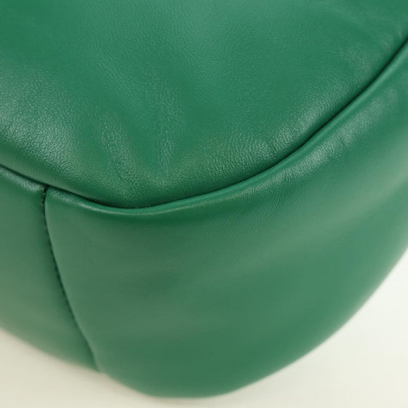 PRADA Hand Bag Leather 2way Green Silver Auth 189777SM