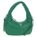 PRADA Hand Bag Leather 2way Green Silver Auth 189777SM-1