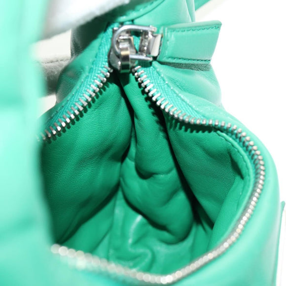 PRADA Hand Bag Leather 2way Green Silver Auth 189777SM