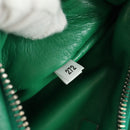 PRADA Hand Bag Leather 2way Green Silver Auth 189777SM-11
